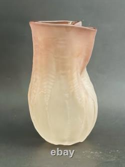 American Art Glass Nikolas Weinstein Sculptural Opaline Glass Vase Honey Red Tip