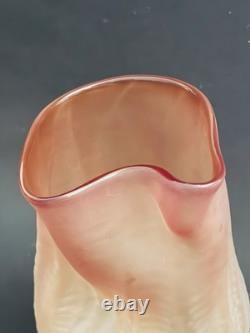 American Art Glass Nikolas Weinstein Sculptural Opaline Glass Vase Honey Red Tip