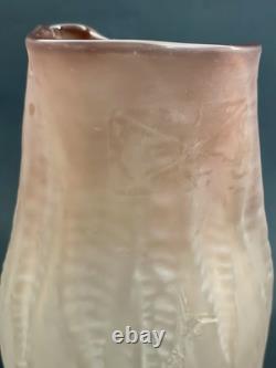 American Art Glass Nikolas Weinstein Sculptural Opaline Glass Vase Honey Red Tip