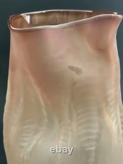 American Art Glass Nikolas Weinstein Sculptural Opaline Glass Vase Honey Red Tip