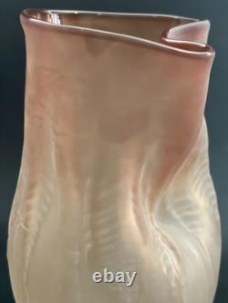American Art Glass Nikolas Weinstein Sculptural Opaline Glass Vase Honey Red Tip