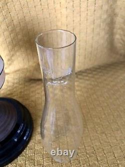 Antique 1920's Art Deco Patterned Opaline Glass Oil Lamp In Original Condition