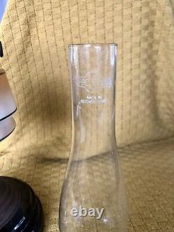 Antique 1920's Art Deco Patterned Opaline Glass Oil Lamp In Original Condition