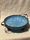 Antique 19th C. French Enameled Blue Opaline Glass Bronze Mounted Footed Bowl
