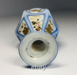 Antique 19th Century Bohemian Opaline Glass Hand-Painted Perfume Bottle 3.5