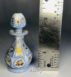 Antique 19th Century Bohemian Opaline Glass Hand-Painted Perfume Bottle 3.5