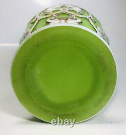 Antique 19th Century Bohemian Overlay Opaline Glass Hand-Painted Urn 10.5
