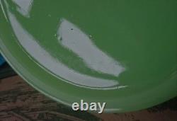 Antique Art Deco Baccarat S. Reich Opaline Jadeite Green Glass Biscuit Barrel