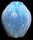 Antique Art Deco Large Opalescent Verlys Glass Vase Les Lauriers Frence 20thc