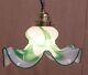 Antique Art Deco Period Opaline & Green Glass Ceiling Pendant Lights Lamp