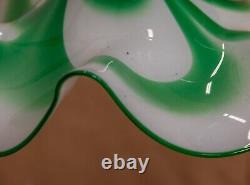 Antique Art Deco Period Opaline & Green Glass Ceiling Pendant Lights Lamp