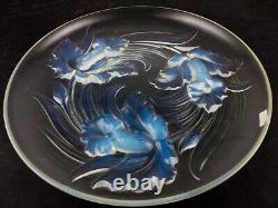 Antique Art Deco Signed VERLYS France Opalescent Glass Plate Dish Bowl Flowers