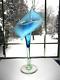 Antique Art Glass Vase Jack In Pulpit Blue Opalescent Over Green 12.5