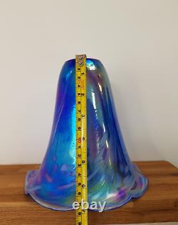 Antique Art Nouveau Glass Lampshade Blue Pink Iridescent Chimney 18cm