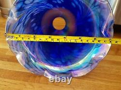 Antique Art Nouveau Glass Lampshade Blue Pink Iridescent Chimney 18cm