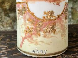 Antique Art Nouveau Hand Painted Opaline Vase c. 1890