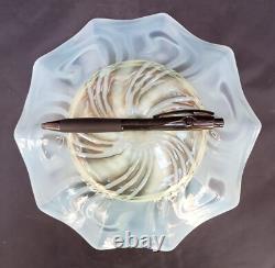 Antique Arts and Crafts uranium/vaseline/opalescent glass bonbon dish, c1890