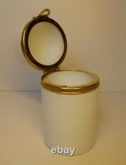 Antique Baccarat Opaline White Box Gilded Mounted Ormulu Heavy Boite Jadeite