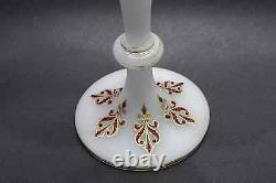 Antique Baccarat White Opaline Glass Red Jewelled Vase 17 Tall