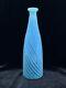 Antique Blue Opalescent Stripe Swirl Handblown Art Glass Barber Bottle 9