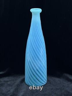 Antique Blue Opalescent Stripe Swirl Handblown Art Glass Barber Bottle 9