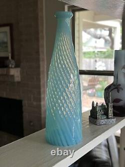 Antique Blue Opalescent Stripe Swirl Handblown Art Glass Barber Bottle 9