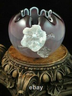 Antique Bohemian Kralik Amethyst Opalescent Applied Floriform Art Glass Vase