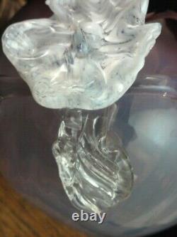 Antique Bohemian Kralik Amethyst Opalescent Applied Floriform Art Glass Vase