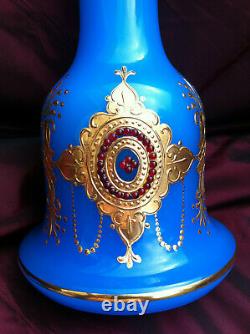 Antique Bohemian Opaline Glass Vase / Hookah base Qajar