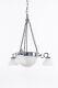 Antique Chrome Art Deco Gec Moonstone Ceiling Opaline Glass Chandelier Light