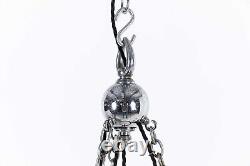 Antique Chrome Art Deco GEC Moonstone Ceiling Opaline Glass Chandelier Light