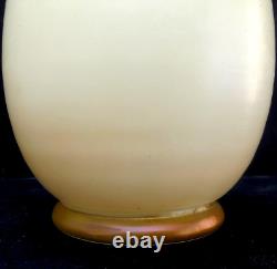 Antique Continental Iridescent Opaline Glass Vase Metal Mounts Loetz Style c1920