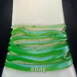 Antique Continental Iridescent Opaline Glass Vase Metal Mounts Loetz Style c1920
