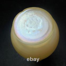 Antique Continental Iridescent Opaline Glass Vase Metal Mounts Loetz Style c1920