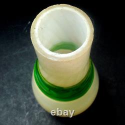Antique Continental Iridescent Opaline Glass Vase Metal Mounts Loetz Style c1920