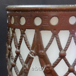 Antique Continental Iridescent Opaline Glass Vase Metal Mounts Loetz Style c1920