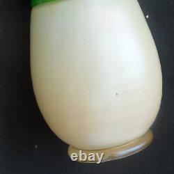 Antique Continental Iridescent Opaline Glass Vase Metal Mounts Loetz Style c1920