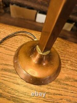 Antique Copper & Opaline White Glass Globe Table Lamp, Art Deco 1920's Style