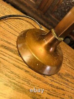 Antique Copper & Opaline White Glass Globe Table Lamp, Art Deco 1920's Style