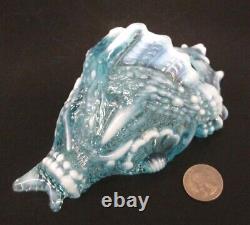 Antique DAVIDSON Blue Opalescent Pearline Glass ROYAL SCANDAL Wall Pocket Vase