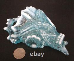 Antique DAVIDSON Blue Opalescent Pearline Glass ROYAL SCANDAL Wall Pocket Vase