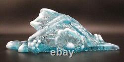 Antique DAVIDSON Blue Opalescent Pearline Glass ROYAL SCANDAL Wall Pocket Vase