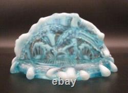 Antique DAVIDSON Blue Opalescent Pearline Glass ROYAL SCANDAL Wall Pocket Vase