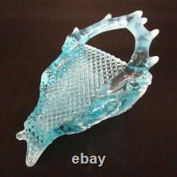 Antique DAVIDSON Blue Opalescent Pearline Glass ROYAL SCANDAL Wall Pocket Vase