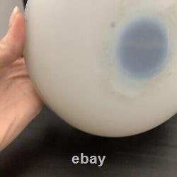 Antique Daum Nancy Art Glass White Opaline Dutch Harbor Windmill Scene Bowl