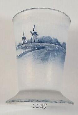 Antique Daum Nancy Textured Opaline Dutch Landscape Footed Cordial Shot Glass