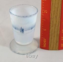 Antique Daum Nancy Textured Opaline Dutch Landscape Footed Cordial Shot Glass