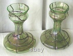 Antique Decorative Pair Art Nouveau Loetz Glass Vases
