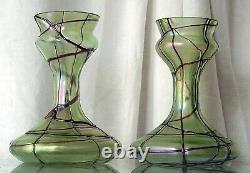 Antique Decorative Pair Art Nouveau Loetz Glass Vases