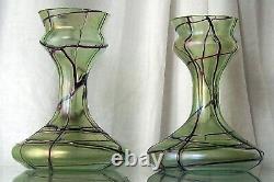 Antique Decorative Pair Art Nouveau Loetz Glass Vases